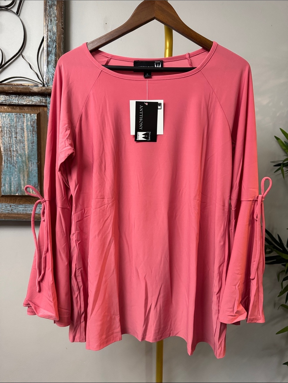 Antthony Coral Pink long bell sleeve  Women's Top blouse NWT M